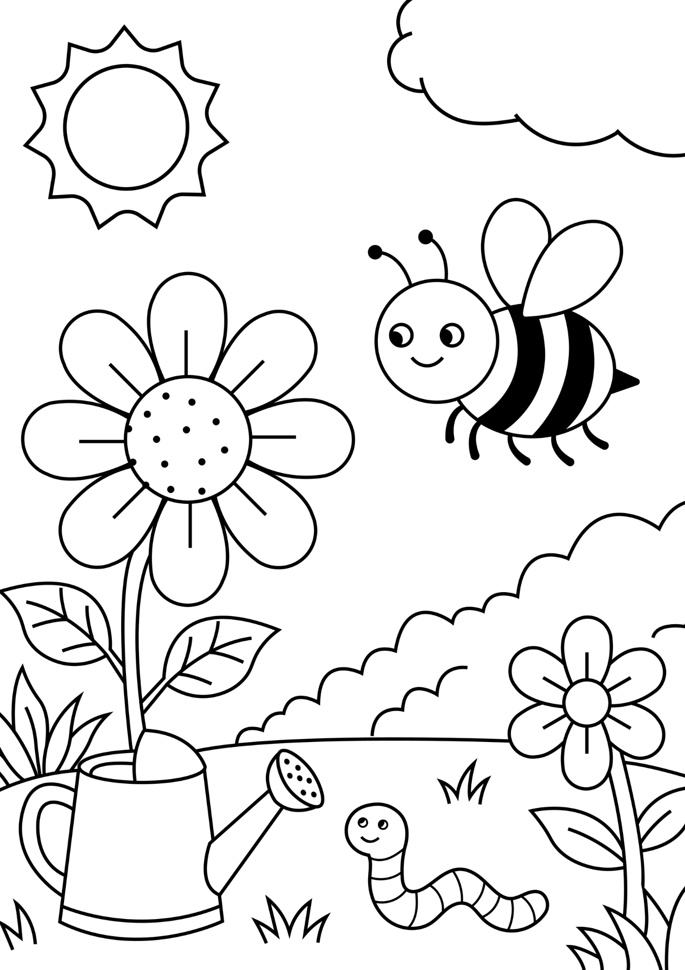 Printable Spring Coloring Book for Kids — Digital Download PDF